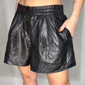 3.1 PHILLIP LIM Lamb Leather Drawstring Shorts